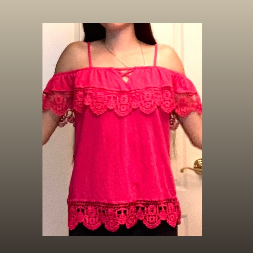 pink off the shoulder top